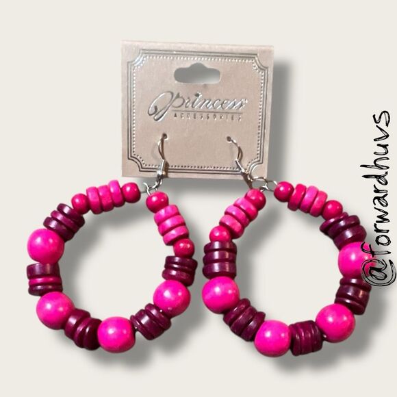 Bundle Sale 3 for $15 | Princess Accessories Pink Hoop Earrings - Picture 1 of 7